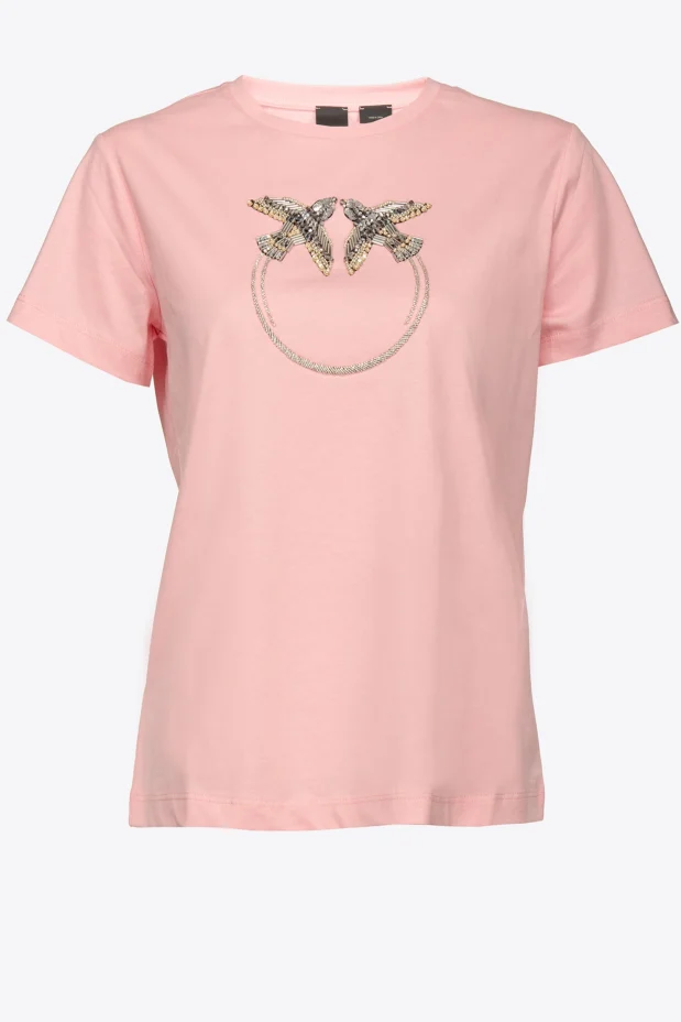 T-Shirt Ricamo Love Birds Pinko