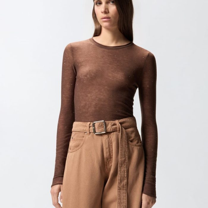Maglia girocollo con paillettes