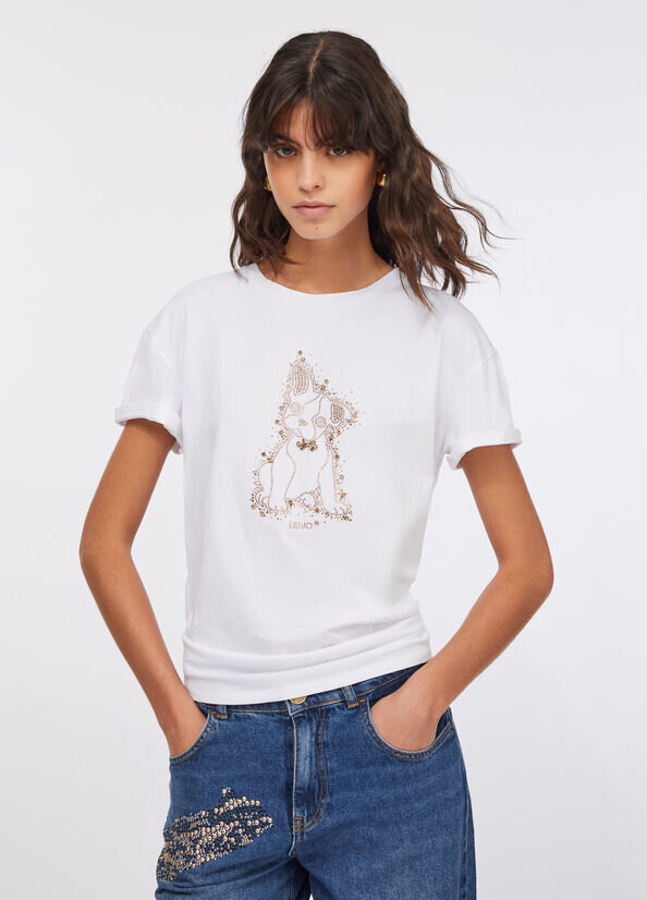 T-shirt con strass LIUJO