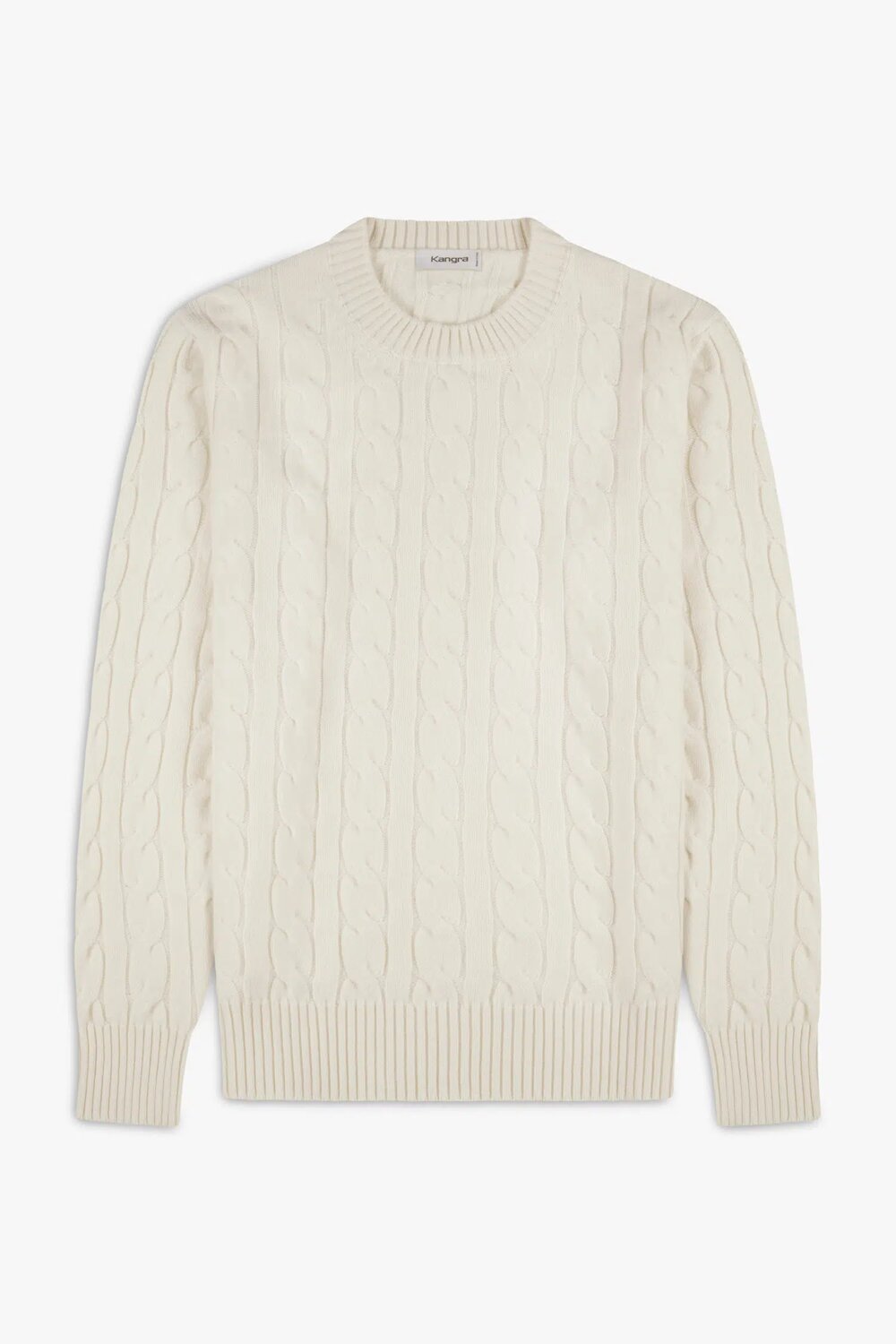 Maglia Girocollo Con Trecce e Coste In Lana KANGRA