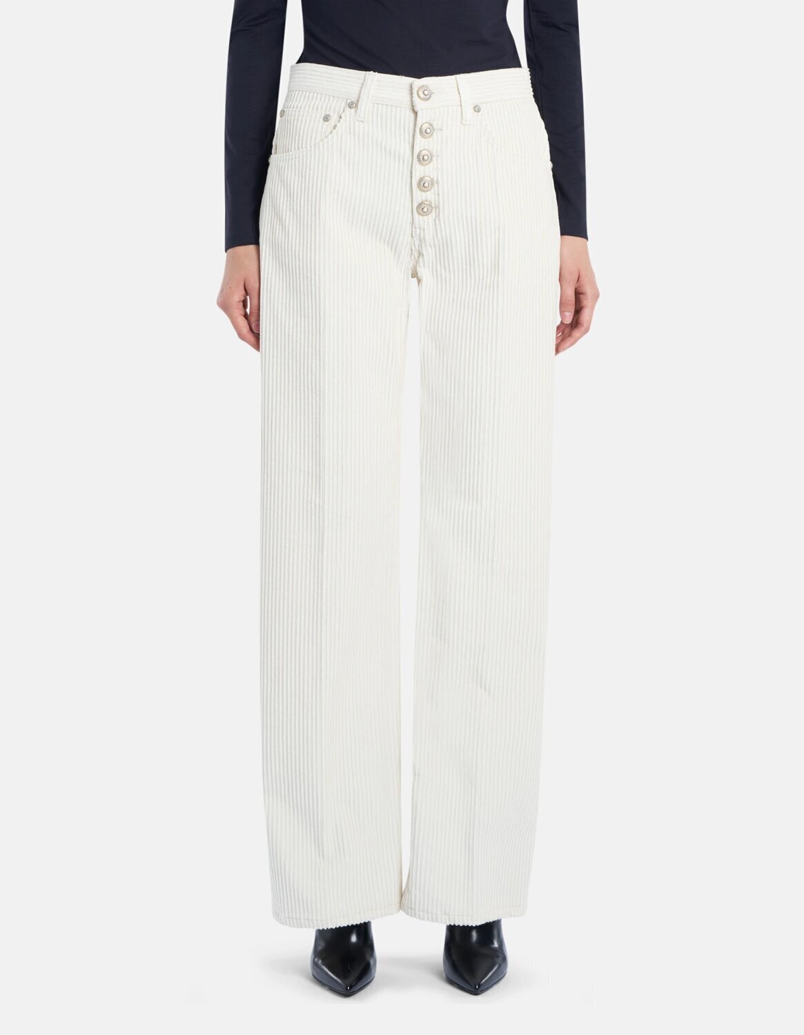 Dondup Pantaloni Jacklyn wide leg in velluto a coste