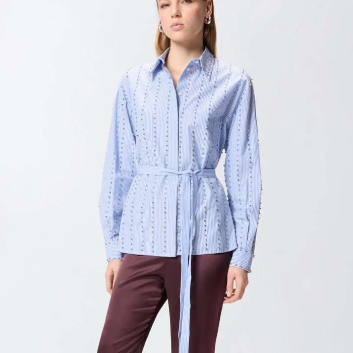 Camicia a righe con decorazione gioiello PINKO