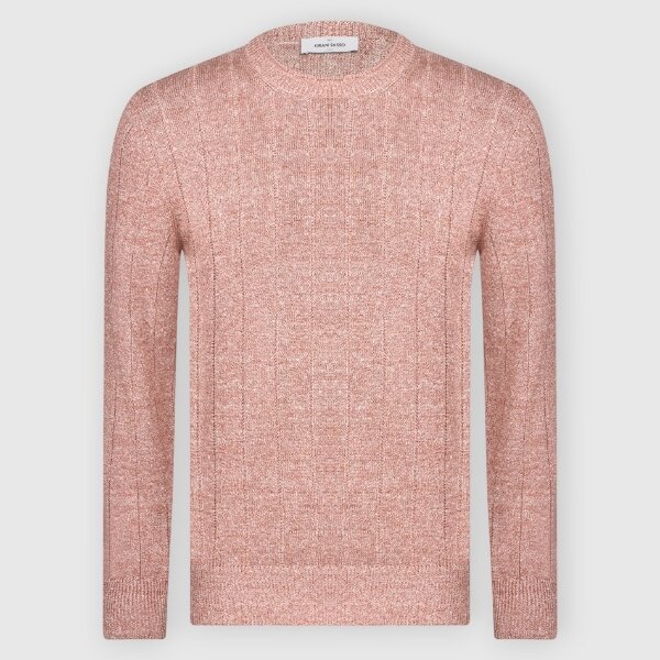 Girocollo a coste 2 fili lino e cotone - BLU GRANSASSO