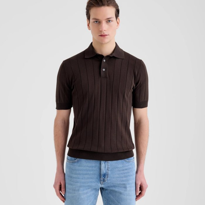 MAGLIA POLO A COSTE IN COTONE CREPE FILIPPO DE LAURENTIIS