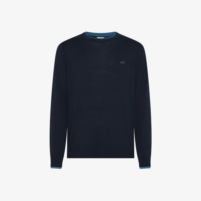SUN68 Maglia con dettagli a contrasto in cotone blu navy