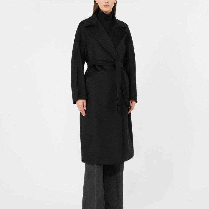 Cappotto doppiopetto in lana - NERO
