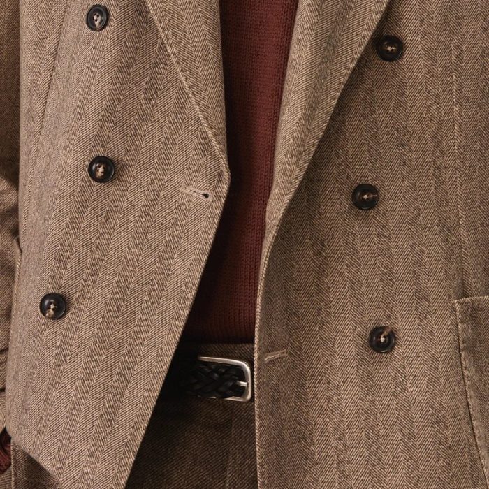 Giacca Doppiopetto light fleece herringbone