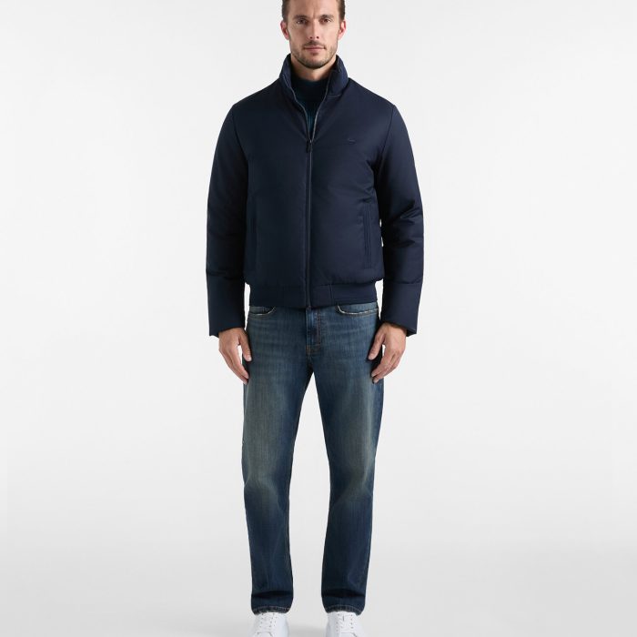 Bomber Uomo imbottito in misto lana tecnica blu navy