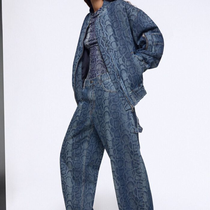 Jeans worker in denim pitonato