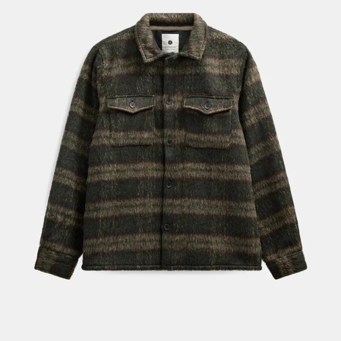 AKOSCAR HEAVY TWILL CHECK OVERSHIRT - Forest night