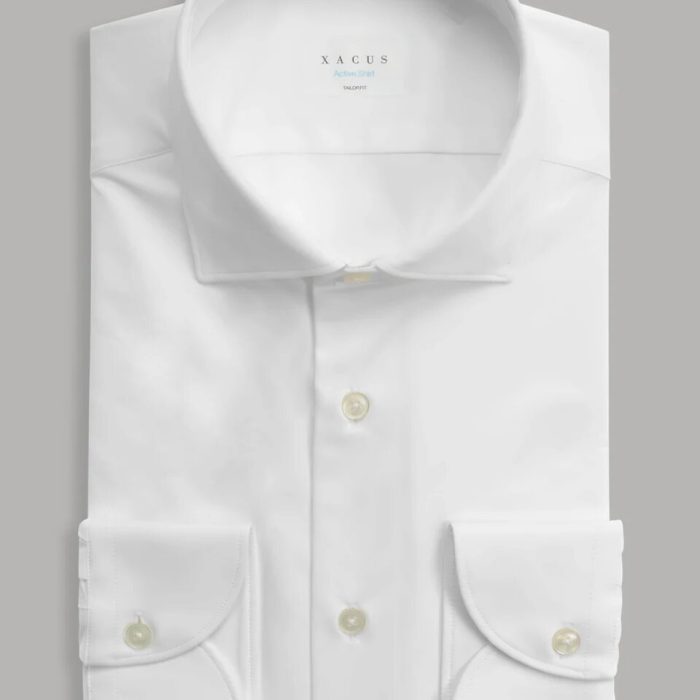 Camicia Collo Francese Piccolo Tinta Unita Armaturato Avio