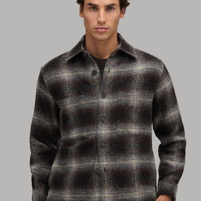 Overshirt Quadri Panno Marrone